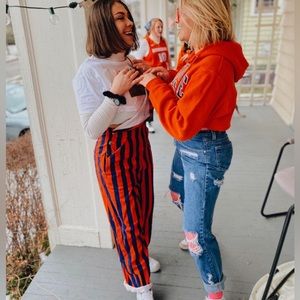 Game Bibs Orange and Blue Overall Pants